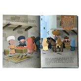 Illustraties van kinderen in een winterse historische scène uit Geschiedenis voor Kids: Al-Andalus